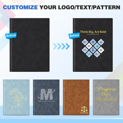 Personalized Padfolio Folder, Leather Custom Portfolio for Men & Women Resumes Office Business, A4 Portfolio Binder for Office College Resumes (Black)