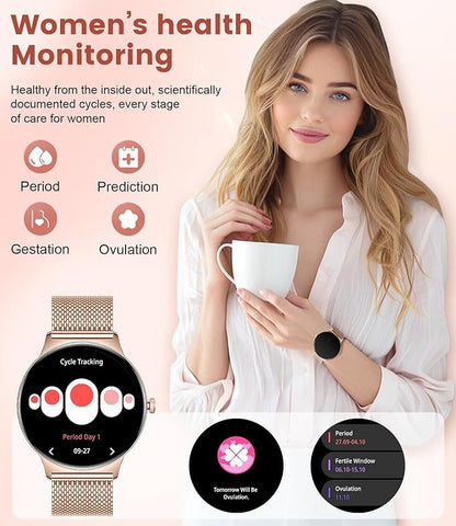 LIGE Smart Watch for Women(Dial/Answer Calls), 1.43" AMOLED HD Display, 100+ Sports Modes Fitness Tracker Watch, 5ATM Waterproof/IP68/Sleep Smartwatch Womens, Ladies Smart Watches for iOS Android
