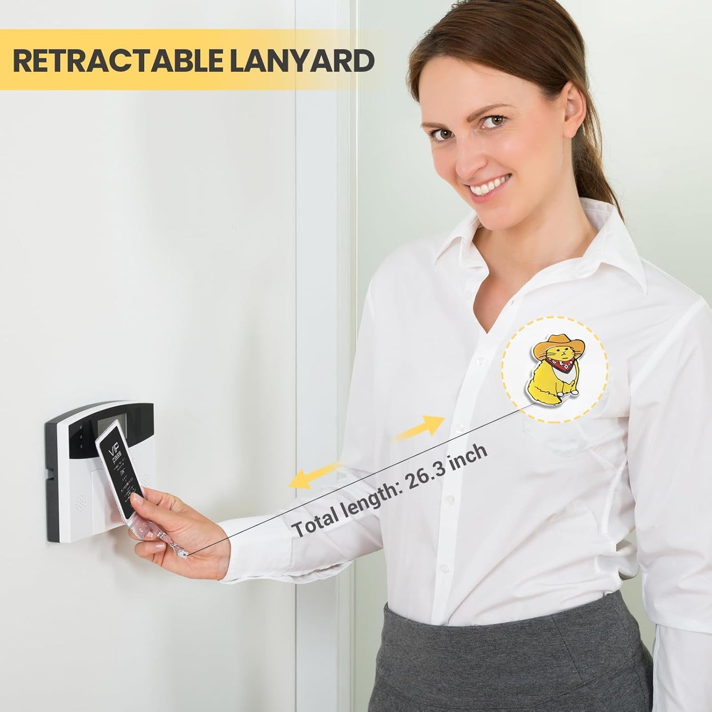 Cowboy Cat Badge Reel, Funny Badge Holder, Cute Nurse Name Tag with Retractable Clip, Medical Worker ID Card Holders, Pediatric Nursing Accessories for Nurse Doctor Student Teacher Office