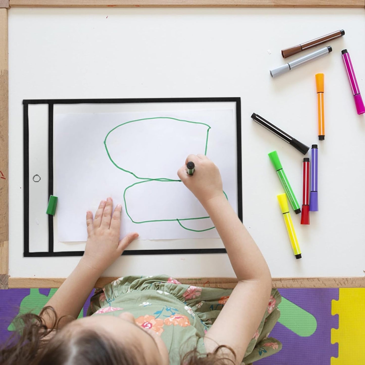 Job Ticket Holders 9x12, 30 Pack Heavy Duty Sheet Protectors Plastic Paper Sleeves 8.5 x 11 Clear Document Protectors Dry Erase Pocket Sleeves Document Holder for Shop Office Classroom Home, Black