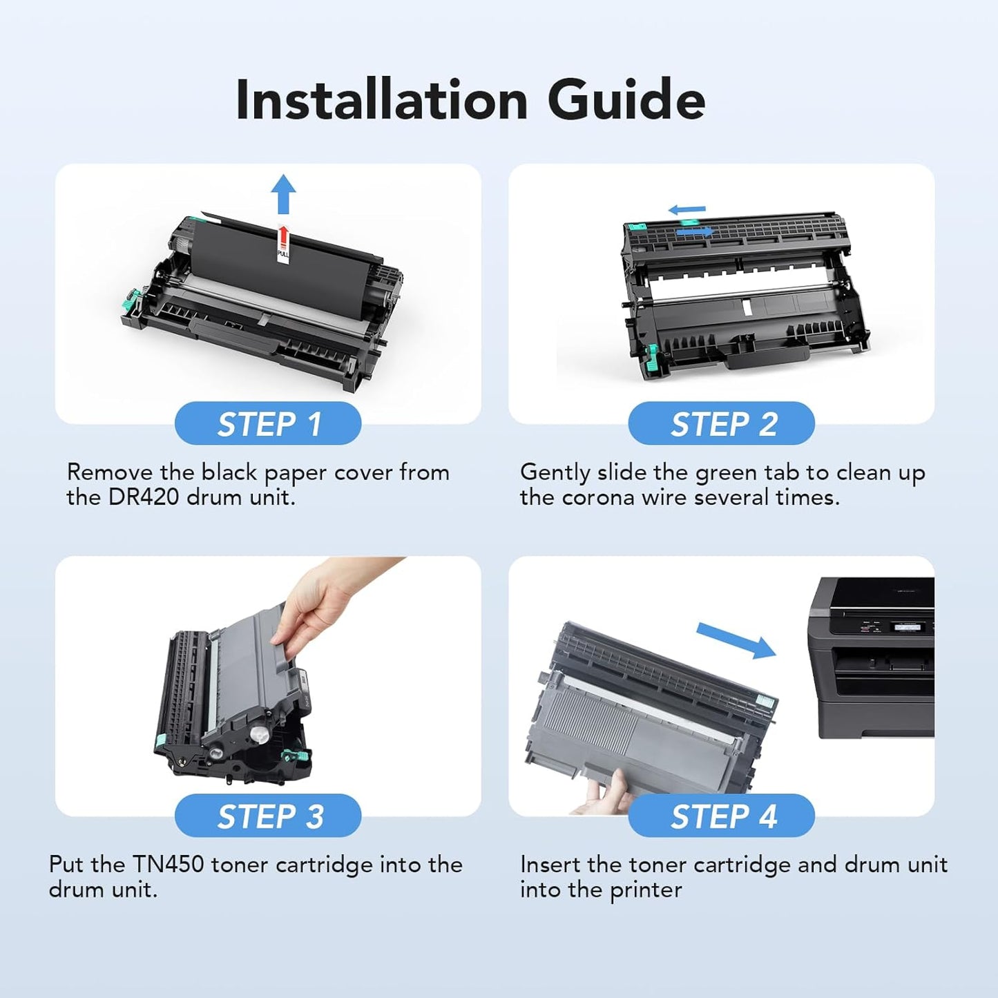 DR420 Drum Unit High Yield Replacement for Brother Printer - 2 Packs, Compatible with HL-2240 HL-2270DW HL-2280DW HL-2230 MFC-7360N MFC-7860DW DCP-7065DN Printer (2 Pack, NOT Toner)