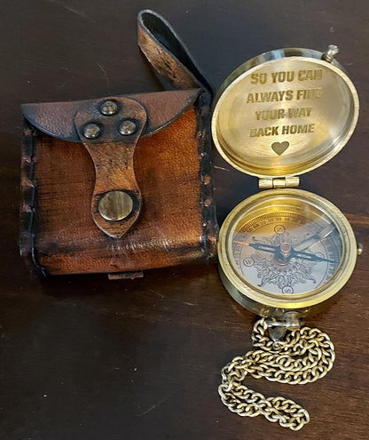 MAI Pocket Compass For Hiking, Survival Instrument Antique “So You Can Always Find Your Way Back Home” Engraved Camping Pocket Compass Nautical Compass Vintage Navigation Outdoor Compass By
