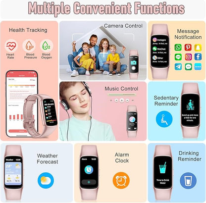 Fitness Tracker with 24/7 Heart Rate, Blood Pressure Blood Oxygen Sleep Monitor, 123 Sports Modes Calories Smart Watch,IP68 Waterproof Step Counter Activity Trackers Pedometer for Women Men