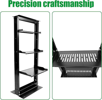 Server Rack Shelf-Universal Vented Rack Mount Cantilever Tray for 19" Network Rack & Cabinet - Heavy Duty Steel - Weight Capacity 80lb-2U H 12" D/ 2 Pieces Packaging GLOBALRACK (2U12, 12INCH)