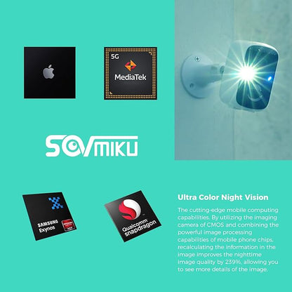 SOVMIKU 2CG3 Starlight Color Night Vision Solar Security Camera Wireless Outdoor,2-Years Free Cloud Storage,Two Way Audio,Easy to Setup, PIR Motion Detection,2.4GHz Wi-F,SD Slot,Vicohome