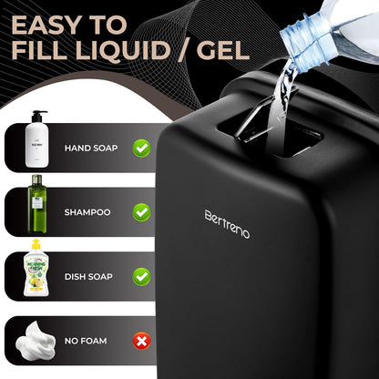 Commercial Soap Dispenser Wall Mount Stainless Steel Soap Dispensers Liquid Manual Anti-Leak Pump Hand Soap Dispenser for Bathroom Kitchen Black (17 fl.oz./500ml)