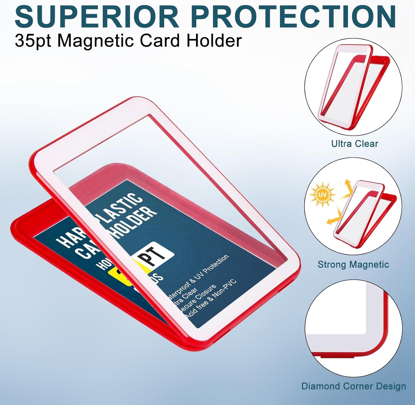 GEAoffice 30ct Colorful Card Protector Sleeved Card Holders for Trading Cards, 35pt UV Protection Baseball Card Holder for Game, Sports, Standard Cards