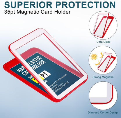 GEAoffice 30ct Colorful Card Protector Sleeved Card Holders for Trading Cards, 35pt UV Protection Baseball Card Holder for Game, Sports, Standard Cards