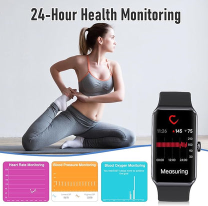 Fitness Tracker with 24/7 Heart Rate,Blood Pressure Sleep Tracking,104 Sports Modes Calories Smart Watch,IP68 Waterproof Step Counter Activity Trackers Pedometer for Android&iPhone Women Men (Black)