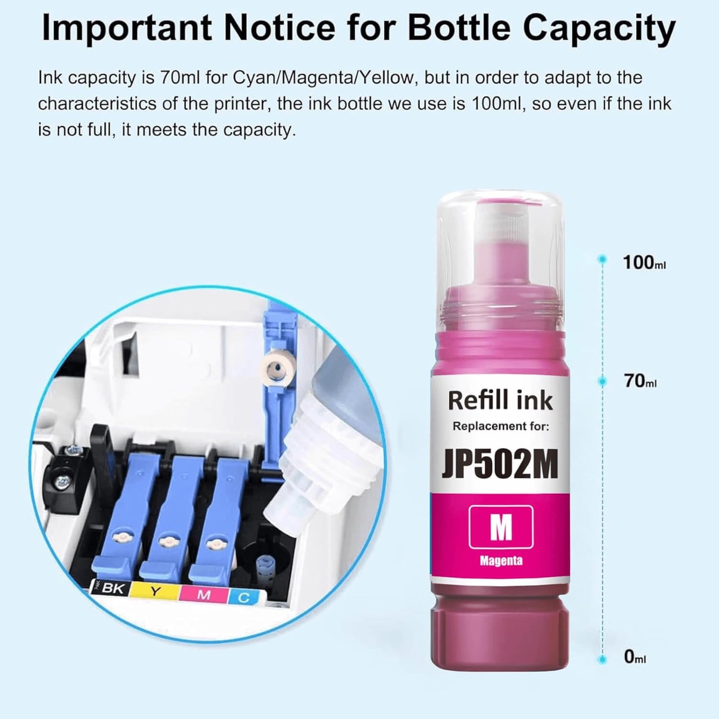 502 Ink Bottles Compatible 502 Ink Refill Bottles Work for ET-3850 ET-2850 ET-2760 ET-4850 ET-3760 ET-4760 ET-3750 ET-4750 ET-3830 ET-2700 ET-4750 ET-3700 ET-2750 (5 Pack)