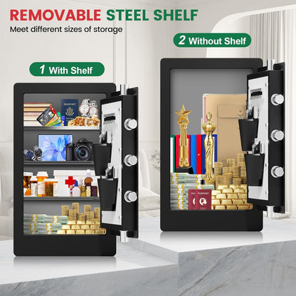 5.5 Cuft Biometric Fireproof Safe For Home, Heavy Duty Safe Box Fireproof Waterproof, Large Document Safety With Keypad and Dual alarms, Digital Security Safety Box for Money Jewelry