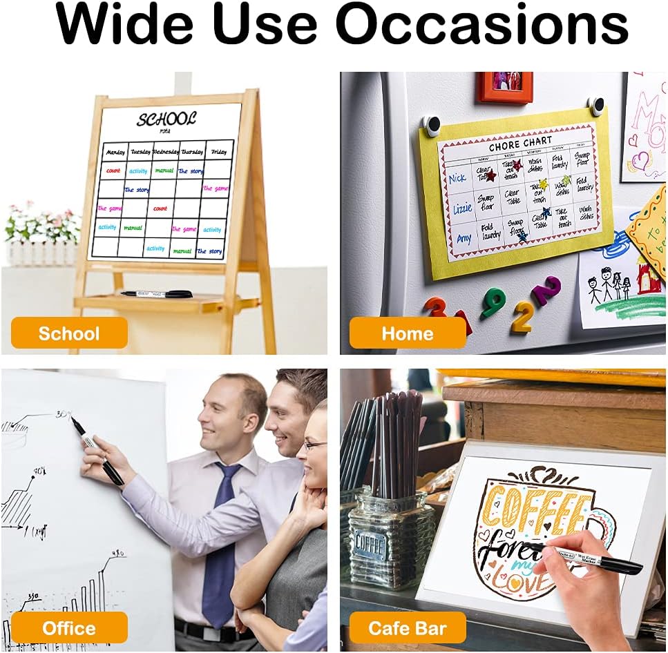 Shuttle Art Wet Erase Markers, 15 Pack Black 1mm Fine Tip Smudge-Free Markers, Use on Laminated Calendars,Overhead Projectors,Schedules,Whiteboards,Transparencies,Glass,Wipe with Water