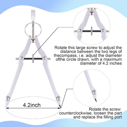 Compass and Protractor Set, Professional Drawing Compass Tool, Metal Compass with Extra Refills, Compass for Geometry and 6 Inch Math Protractors 180 Degree (Yellow)