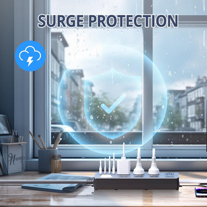 Outdoor Power Strip Weatherproof,Waterproof Surge Protector with 8 Wide Outlets,4 USB Charger,15 FT Extension Cord,16AWG,1875W/15Amps,Multi Outlet Extender for Office Patio Garden Christmas Lights