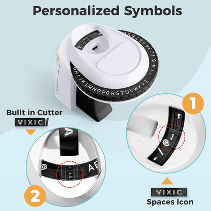 Embossing Label Maker Machine with Tapes, Vintage Retro Embossed Label Maker Punch, Old School Manual Embosser Labeler with 5 Rolls 3D 3/8" Emboss Black Tapes for Home DIY Kids School Items