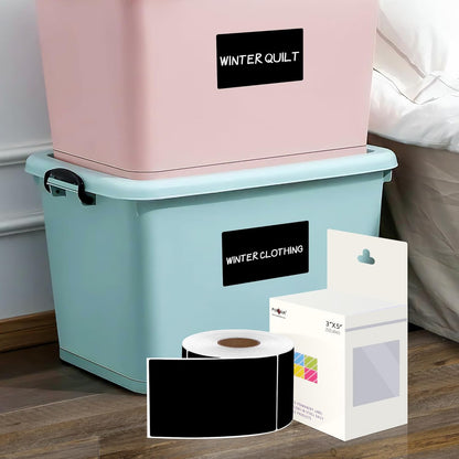 PARLAIM 3 X 5 Inch 4Rolls/1000 Per Rectangle Inventory Color Coding Labels,Roll Square Label Stickers for Home(Black)