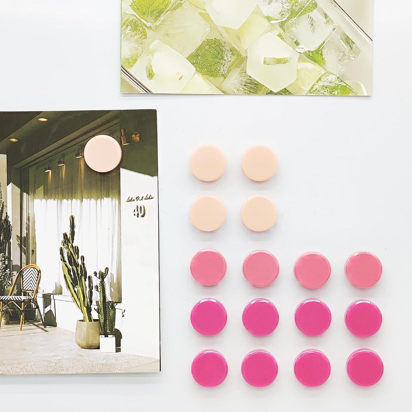 ZDZBLX Fridge Magnets 30 PCS, Strong Refrigerator Magnets for Whiteboard, Heavy Duty Small Round Magnets, Mini Decorative Cute Magnet for Fridge, Locker, Map, Kitchen, School, Office, Classroom (Pink)