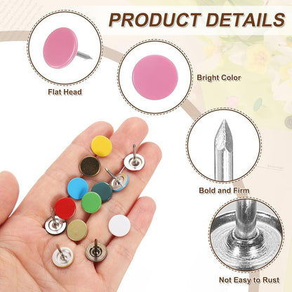 uxcell 150Pcs Upholstery Tacks, 11mmx13mm Flat Head Thumb Tack Decorative Furniture Nails Push Pins for Furniture Sofa Headboards, Pink
