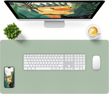 Bloss Leather Desk Mat, Large Mouse Pad, Non-Slip Desk Protector Mat, Leather Desk Blotter, Waterproof Desk Pad for Office Home Decor/Grey Green(31.5×15.7 Inches)