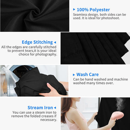 HEMMOTOP Black Backdrop Curtain, 5x6.5 ft Black Photo Backdrop for Photoshoot, Party, Video Recording, Back Drop Background Cloths Polyester Fabric, for Photography, Birthday (Backdrop only)