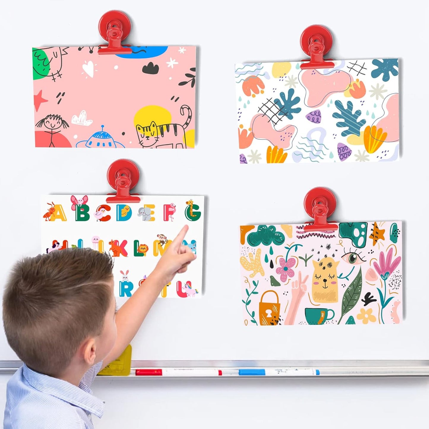 VNDUEEY 20 Pack Magnetic Paper Clip Dispenser Holder, Paperclip Dispenser for Desk, School, Office, Fridge Magnets Refrigerator Magnets, Magnet Clips for Whiteboard Locker (Red)