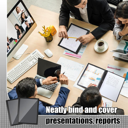 Teling 24 Pcs Report Covers with 3 Prong Fasteners Clear Front Presentation Folders Frame View Poly Report Folder Presentation Binder for Paper Document School Office (Black)