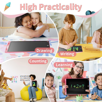 [2 Pack] Genialba LCD Writing Tablet 8.5-Inch Colorful Doodle Board, Toddler Learning Educational Toys Gifts for 3-8 Years Old Girls and Boys, Electronic Drawing Pad for Kids (Pink&Blue)