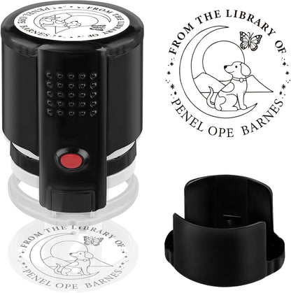Custom Self Inking Stamp | Book Stamp Personalized Library Gifts for Book Lovers, Readers, Teachers (Dog 02)