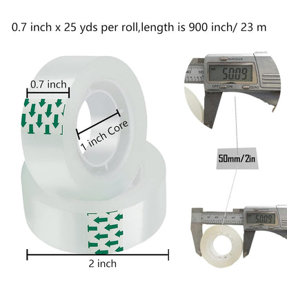 24 Rolls Transparent Tape Refills Rolls Each Rol 1 inch Corel 3/4 x 900 Inches,for School,Office, Home.