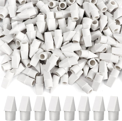 PRALB 200PCS Grayish White Pencil Top Eraser Caps - Compact Bullet Tip Erasers for Home, School & Office Essentials