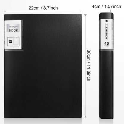 Marspark 6 Pcs Binder with Plastic Sleeves Large 8.5" x 11" Display Presentation Book 40 Pocket 80 Pages Art Portfolio Folder Clear Sheet Protector for Photo Document (Black,Blue)