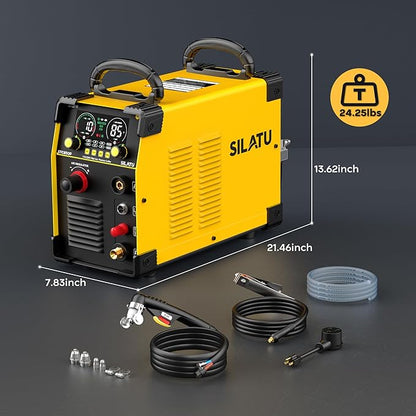 SILATU 85Amps Plasma Cutter, STC850P HF Non-Touch Pilot Arc Plasma Cutter Machine, 110/220V Dual Voltage Air Sensor Technology Digital Display, 1'' Clean Cut 5/4'' Max Cut, PT/2T/4T for Beginners DIY