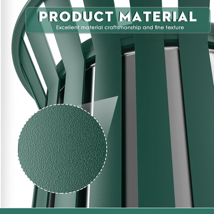 27.6IN Round Large Outdoor Trash Can, Heavy Duty Metal Slatted Garbage Can Outdoor, All Weather Resistant Commercial Garbage Cans, Waste Receptacle in Park, School, Beach, Patio, Green