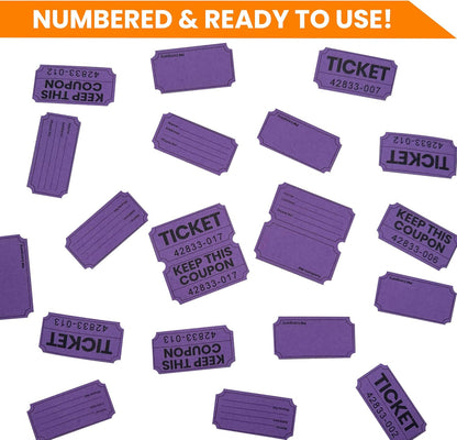 Pm Company 1000 Raffle Tickets Double Roll, Purple 50/50 Raffle Tickets for Events, Carnivals, Fundraisers, Class Rewards, and Prizes - Premium Quality