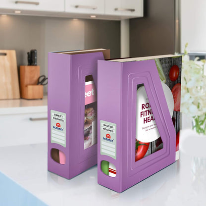 Acrimet Magazine File Holder, Durable Rack, Space-Saving Organizer (Plastic) (Solid Purple Color) (2 pack)
