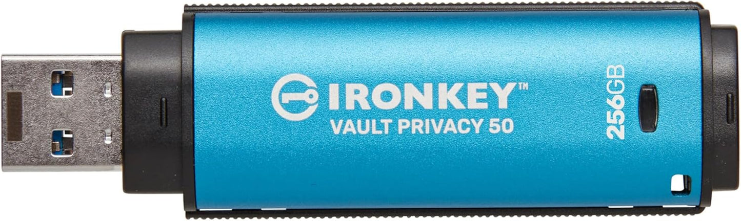 Kingston IronKey Vault Privacy 50 256GB Encrypted USB | FIPS 197 | AES-256bit | BadUSB Attack Protection | Multi-Password Options | IKVP50/256GB