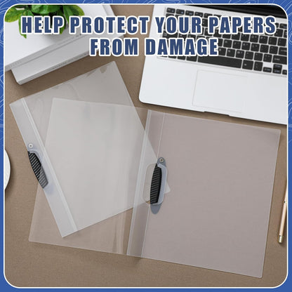 Teling 24 Pcs Clear Report Covers with Sliding Bar and Clip Presentation Folders Resume Folders for Classroom Business Files Document School Office, 9.4 x 11.8 Inches(Clear)