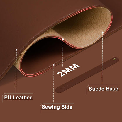 Leather Desk Pad Protector and Mat, Large Mouse Pad, Non-Slip Blotter, Office Laptop Desk Pad, PU Leather Writing Pad for Office and Home (Seal Brown, 31.5" x 15.7")