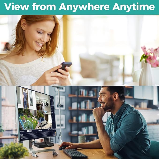 xmartO WiFi 6 Long Range Wire-Free Solar Home Security Camera System Wireless, 8-Set 4MP QHD CCTV Camera Kit with 4K 10CH Expandable WiFi NVR (Suitable for Indoors/Outdoors)