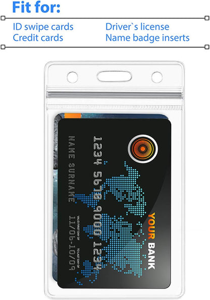 Bird Fiy Lanyards with Id Holder Badges Name Tags 50 Pack Lanyards with Bulldog Clip and 50 Pack Waterproof Clear Plastic Vertical Name Tag Badge ID Card Holders (Red)