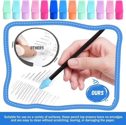 PRALB 1000PCS Pencil Top Eraser Bulk Caps for Pencils,Chisel Shape Erasers Toppers for Party Favors Games Prizes, Pencil Top Erasers Cap for Home School Classroom Office Ocean Color