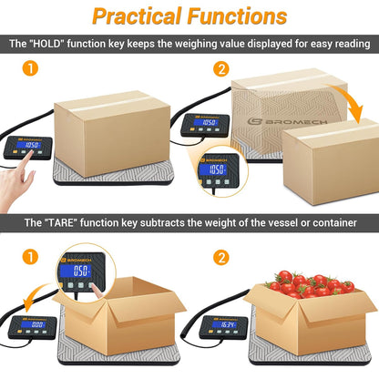 Postal Scales for Shipping Packages 440lb Heavy Duty Digital Mail Scale High Accuracy 0.35oz Postage Scale W/Separate Display, Type-C Charging for Small Business, Warehouse, Luggage, Home, Pet