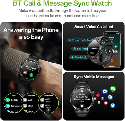 AOLON Smart Watch for Men (Answer/Make Call with 1.43'' AMOLED Display, IP68 Waterproof, 30+ Days Battery Life with100+Sport Modes Fitness Watch, Compass, Heart Rate, SPO₂ & Sleep Monitor（Silver）