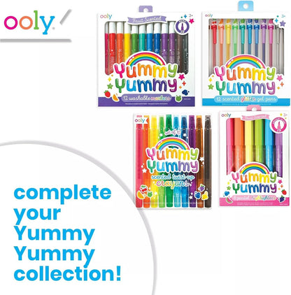 Ooly Yummy Yummy Scented Washable Markers Set of 12 - Scented Markers in 12 Classic Colors, Back to School Supplies