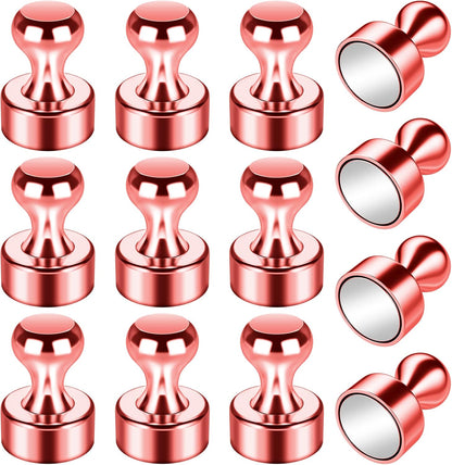 12Pack Refrigerator Magnets, Strong Neodymium Push Pin Magnets for Whiteboard, Office, School, Kitchen