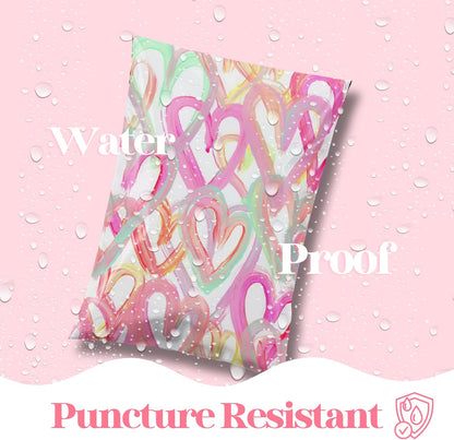 10x13 Designer Poly Mailer 100 Pack Heavy Duty Waterproof Self Seal Shipping Bags for Small Business Large Mailing Envelopes Bulk Tear Resistant Cute Packaging Happy Hearts