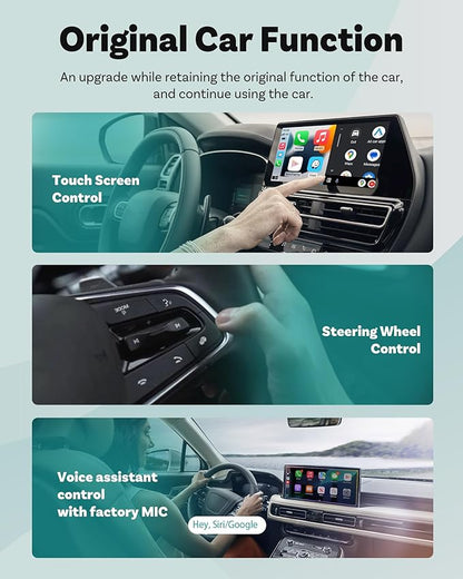 OTTOCAST Mini 3.0 Black 2-in-1 Wireless CarPlay & Android Auto Adapter – Plug & Play for iPhone/Android, Dual-Phone Memory, Dual-Band WiFi (2.4/5GHz), Auto-Reconnect