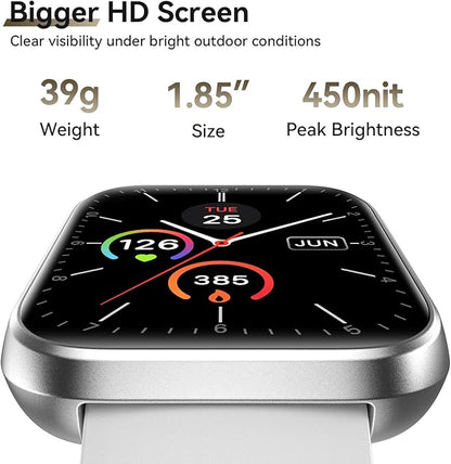 Smart Watches for Women Men, 1.85" Screen Smartwatch Compatible iPhone Android Phone Answer/Make Call, 24/7 SpO2 Sleep Heart Rate Monitor,3ATM Waterproof, Fitness Traker 120+Sport ( 2 Bands Included)