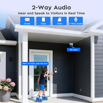 xmartO 16CH 12 Pcs Home Security Camera Kit, 6 * 2K HD Dome Camera and 6 * 2K 3MP Super HD WiFi Home Security Camera, 2-Way Audio, Night Vision, 24/7 Surveillance Camera, No Monthly Fee