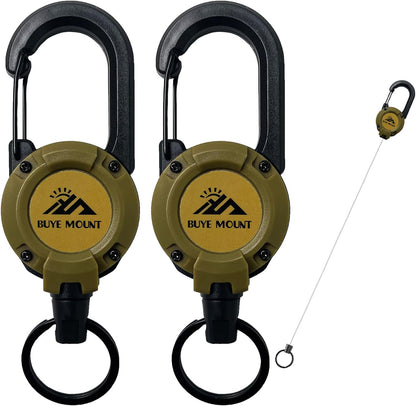 Retractable Keychain Heavy Duty 2Pack, Multitool Carabiner Badge Holder, Retractable Keychain Clip Id Holder, Upgraded 58cm Stainless Steel Cord Yellow